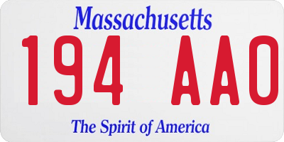 MA license plate 194AA0