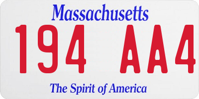 MA license plate 194AA4