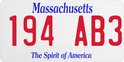 MA license plate 194AB3
