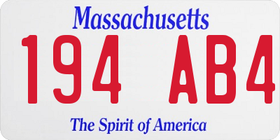 MA license plate 194AB4