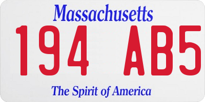MA license plate 194AB5
