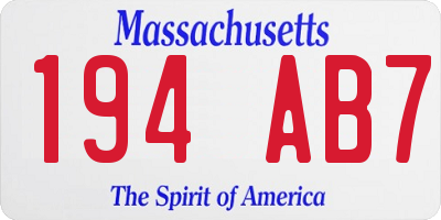 MA license plate 194AB7
