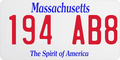 MA license plate 194AB8