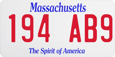 MA license plate 194AB9