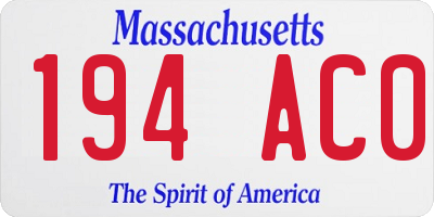 MA license plate 194AC0