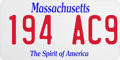 MA license plate 194AC9
