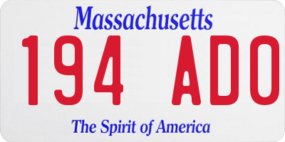 MA license plate 194AD0