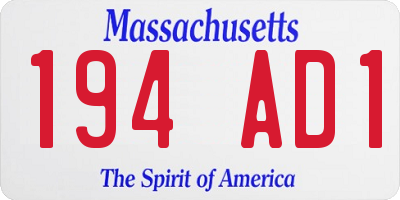 MA license plate 194AD1