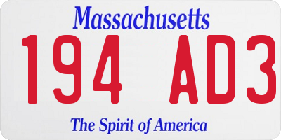 MA license plate 194AD3