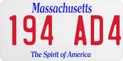 MA license plate 194AD4