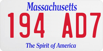 MA license plate 194AD7