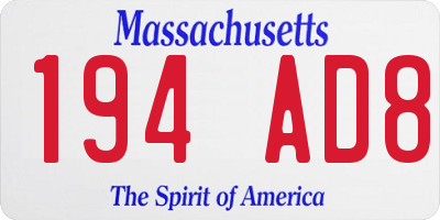 MA license plate 194AD8