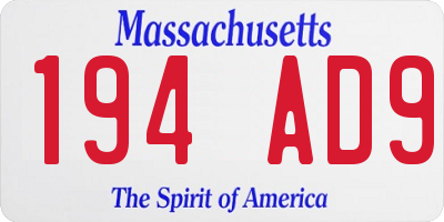 MA license plate 194AD9