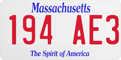 MA license plate 194AE3