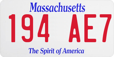 MA license plate 194AE7