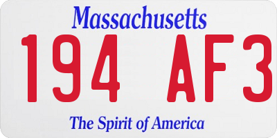 MA license plate 194AF3