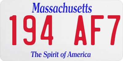 MA license plate 194AF7