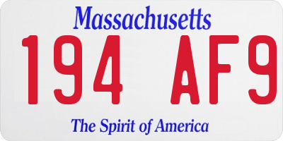 MA license plate 194AF9