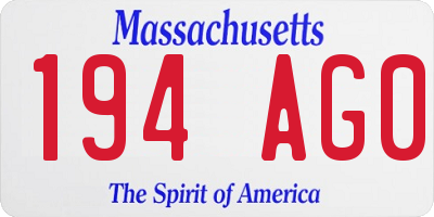 MA license plate 194AG0