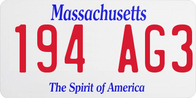 MA license plate 194AG3