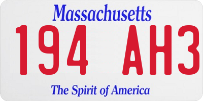 MA license plate 194AH3