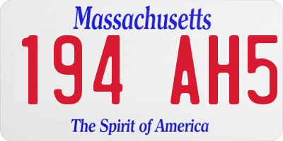 MA license plate 194AH5