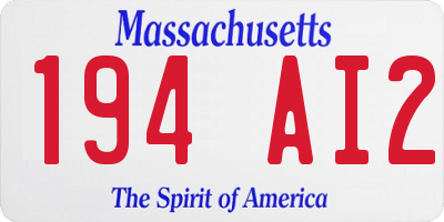 MA license plate 194AI2