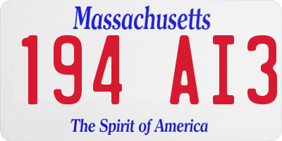 MA license plate 194AI3