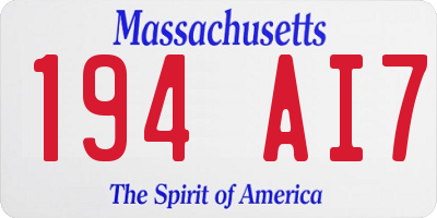 MA license plate 194AI7