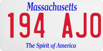MA license plate 194AJ0