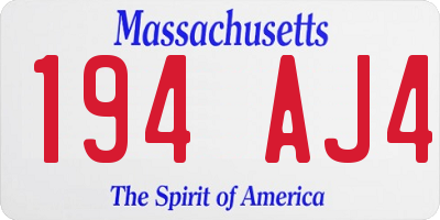 MA license plate 194AJ4