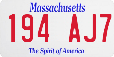 MA license plate 194AJ7