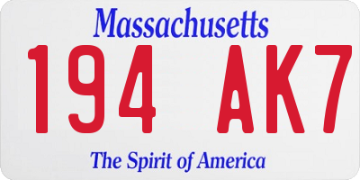 MA license plate 194AK7