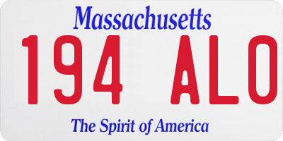 MA license plate 194AL0
