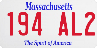 MA license plate 194AL2