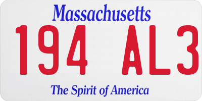 MA license plate 194AL3