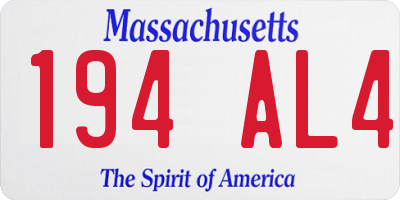 MA license plate 194AL4