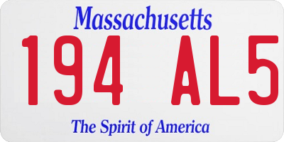 MA license plate 194AL5