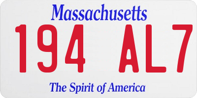 MA license plate 194AL7
