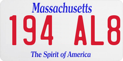 MA license plate 194AL8