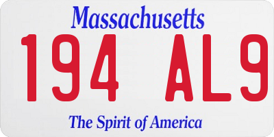 MA license plate 194AL9