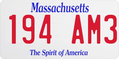 MA license plate 194AM3