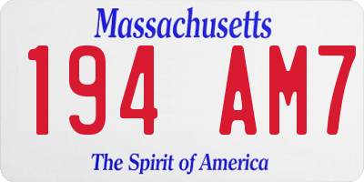 MA license plate 194AM7