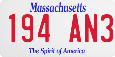 MA license plate 194AN3