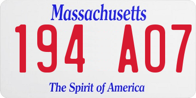 MA license plate 194AO7