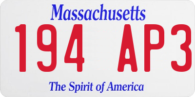 MA license plate 194AP3