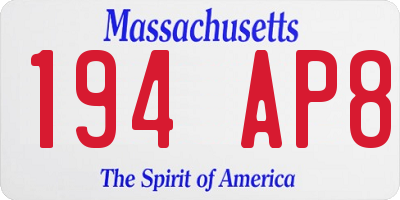MA license plate 194AP8
