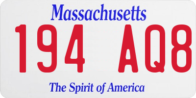MA license plate 194AQ8