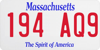 MA license plate 194AQ9