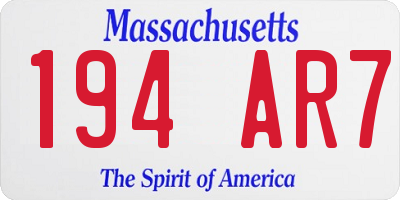 MA license plate 194AR7